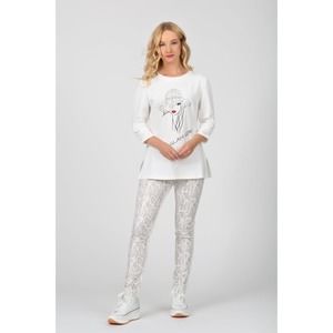 Women's White Graphic Tee Size XL Long Sleeve Top Glam Girl Berek NWT